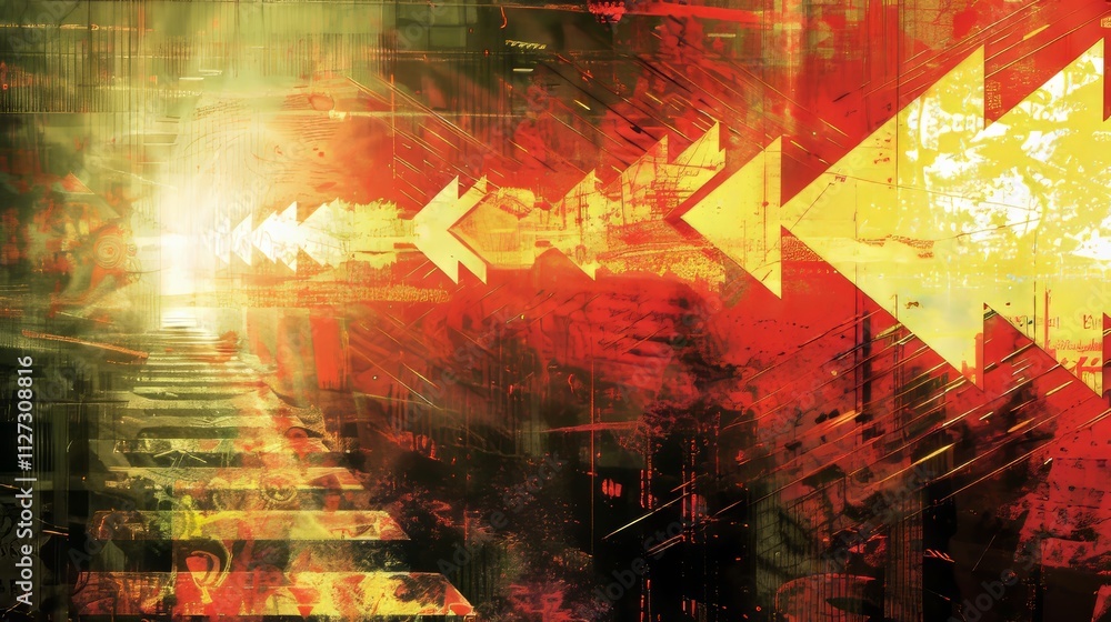 Poster Collaboration concept  business graphic featuring merging arrows symbolizing teamwork and unity