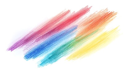 Fototapeta premium Colorful crayon strokes create a vibrant rainbow design