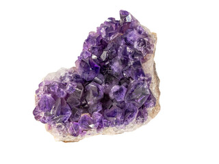 Amethyst purple crystals. Mineral crystals in geode.