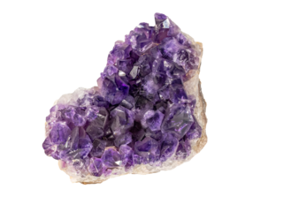 Amethyst purple crystals. Mineral crystals in geode.