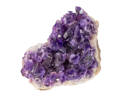 Amethyst purple crystals. Mineral crystals in geode.