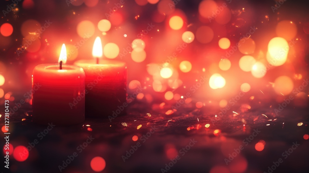 Poster serene candlelight glows amidst vibrant bokeh creating a warm and inviting atmosphere perfect for re