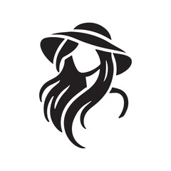 girl long hair with stylish hat vector icon