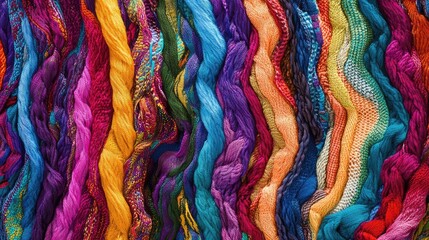 Multicolored Threads for Knitting Showcasing Vibrant Yarn Strands in Various Colors Ideal for Creative Textile Projects