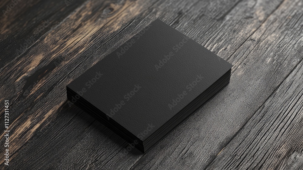 Poster minimalist black business card mockup on a rustic wooden surface for professional branding presentat