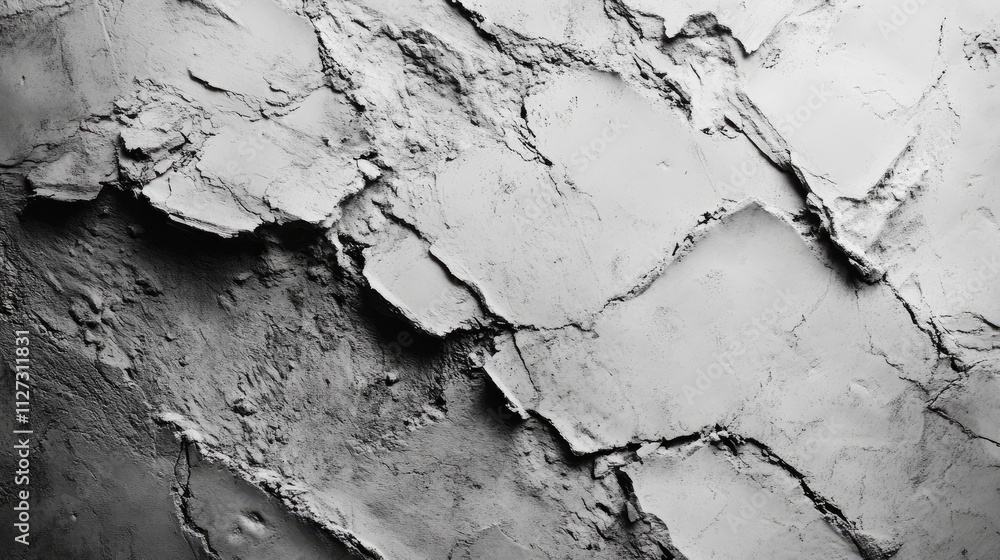 Poster Textured old concrete wall surface with cracks and peeling paint suitable for background and abstract designs in various creative projects