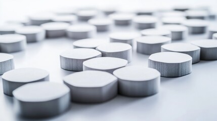 Balanced scorecard strategy concept with stacked circular shapes on a white background representing business performance metrics and analysis.
