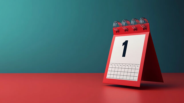A calendar flipping to January 1st flat design front view fresh start theme animation vivid
