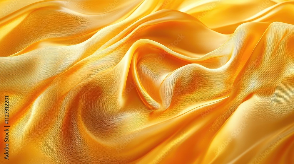 Aufkleber luxurious golden silk fabric with elegant wavy folds creating a rich and abstract texture for sophis