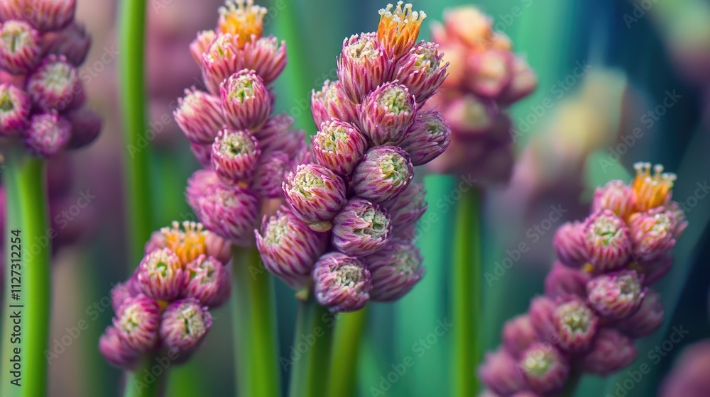 Poster close up of juncus subnodulosus showing the intricate details of the blunt flowered rush native to e