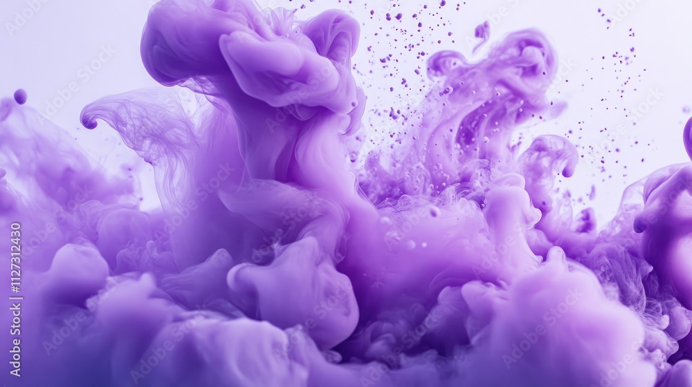 Poster dynamic purple smoke swirling in an abstract pattern creating an ethereal and artistic visual backgr