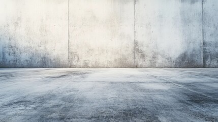 Abstract texture of an aged concrete wall with a smooth floor surface ideal for backgrounds in design and architectural projects.