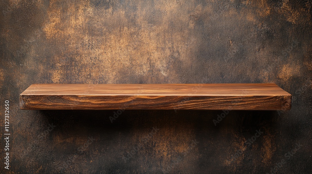 Poster wooden shelf on textured background ideal for product display and montage showcasing rustic elegance