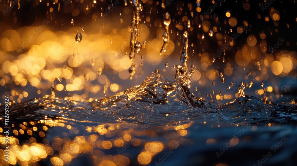 Poster abstract shimmering water texture with bokeh lights creating a vibrant festive atmosphere suitable f