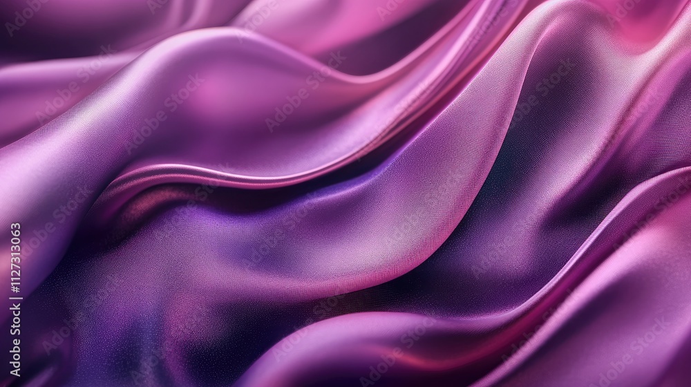Poster Elegant wavy violet silk fabric texture creating a luxurious abstract background suitable for cards banners and sewing material design