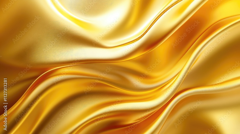Poster golden silk texture with elegant folds creating a luxurious backdrop perfect for festive themes and 