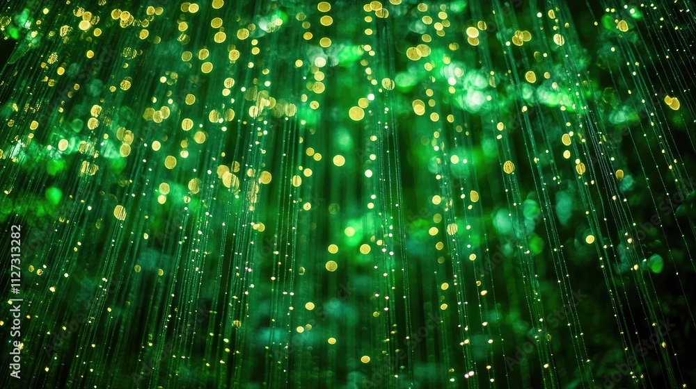 Poster abstract green nature lights creating an enchanting background or wallpaper design for tranquil and 