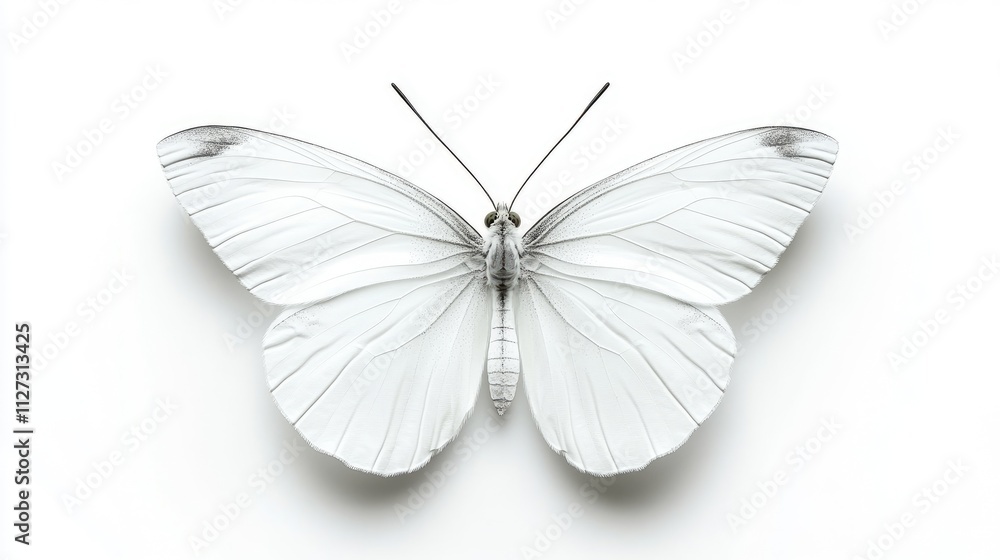 Poster elegant white butterfly isolated on a clean background showcasing intricate wing patterns and natura