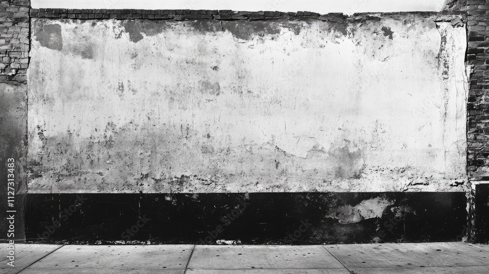 Poster Grunge textured wall with faded paint and rough edges ideal for background or artistic projects in black and white tones