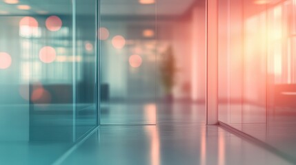 Corporate office background with soft focus bokeh lights ideal for business intelligence KPI analysis and data visualization presentations.