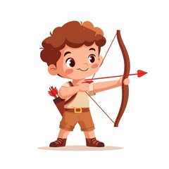 Obraz premium Young boy archer aiming his arrow