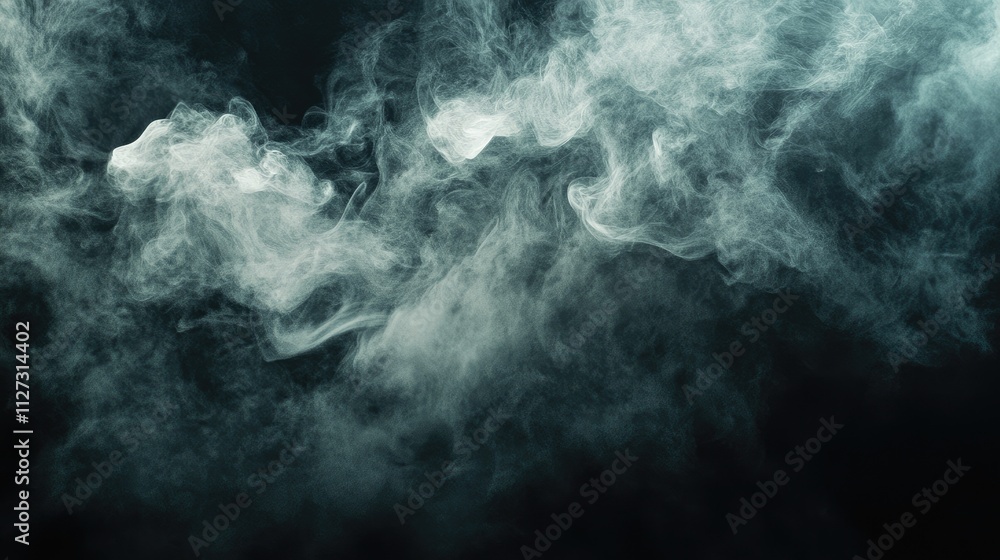 Poster abstract white smoke on a black background creating a textured cloud effect for artistic and design 