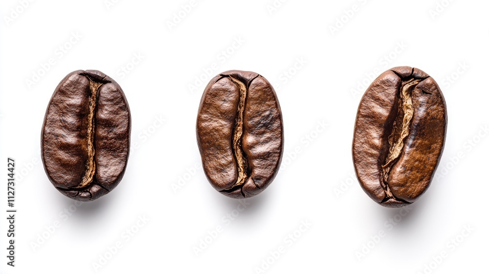 Poster coffee beans isolated on white background for culinary and beverage concepts with clipping path for 