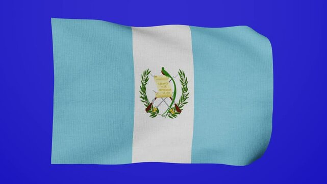 National flag of Guatemala waving flag 3D on chroma key, Guatemala flying flag on blue background with realistic fabric texture. Guatemala independence day. 4k Premium quality.
