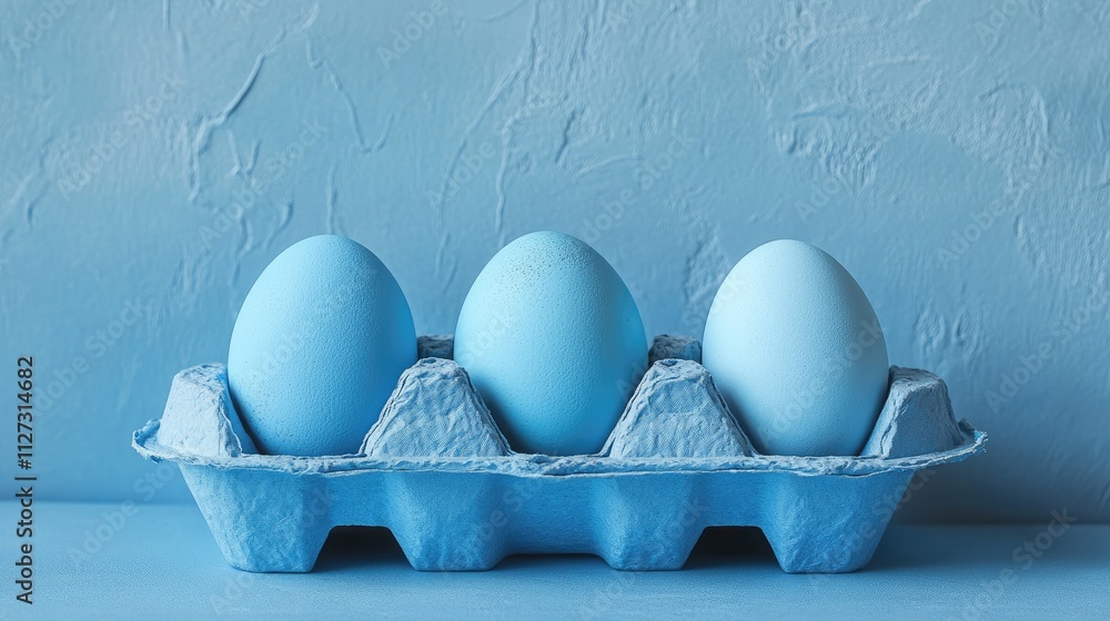 Aufkleber blue decorative eggs in a blue carton on a monochromatic backdrop ideal for easter or springtime the