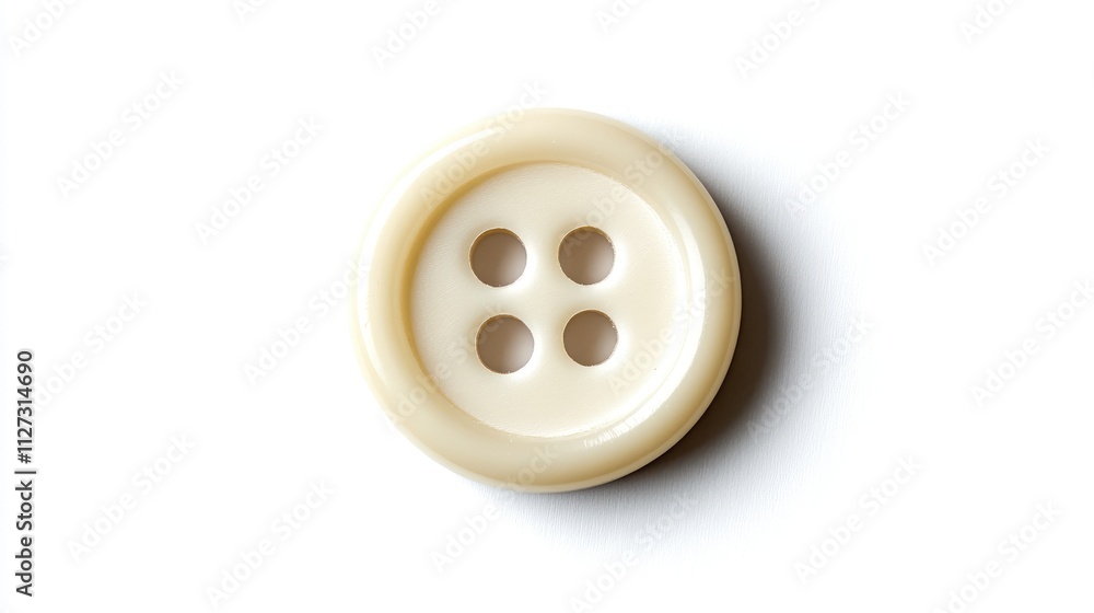 Aufkleber classic four-hole button on a clean white background showcasing texture and simplicity for sewing an