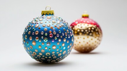 Colorful decorative Christmas ornaments with sparkling gems for a joyful festive celebration