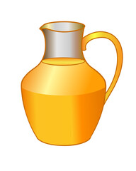 Transparent glass jug with orange drink - vector full color picture. Glass carafe with juice. Summer healthy drink