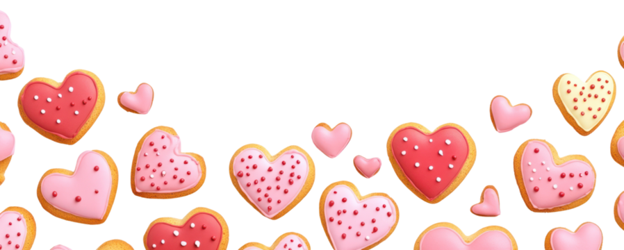 PNG Heart-shaped cookies border valentine's hearts pink.