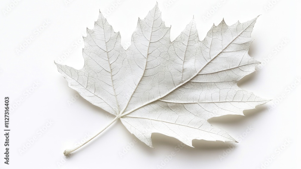 Aufkleber close up of a pristine white leaf showcasing intricate details isolated on a clean white background 