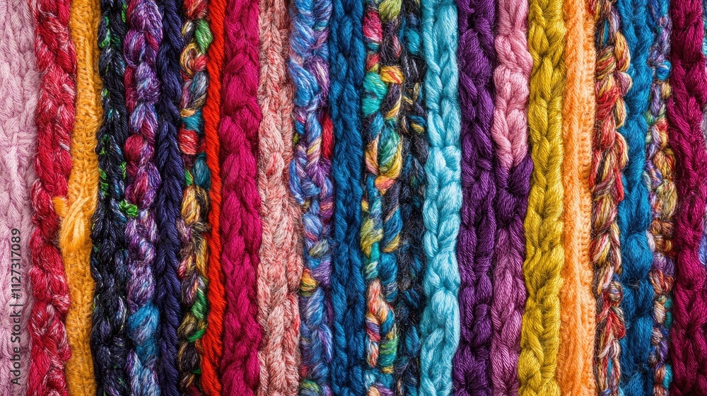 Poster vibrant multicolored threads textures for knitting and crafting projects