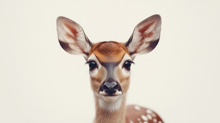 Fototapeta premium Nyala antelope portrait with soft features and distinctive markings isolated on a clean white background showcasing its natural beauty.