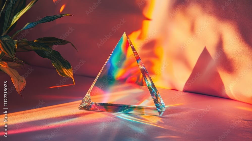 Poster prism light experimentation with colorful reflections and artistic shadows on a soft background