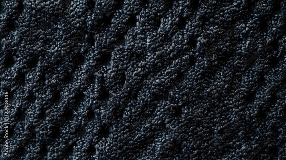 Poster Elegant textured black fabric surface ideal for backgrounds and design applications, emphasizing depth and tactile quality.