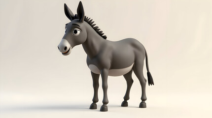 Playful Cartoon Donkey Character in a Minimalist Design Environment for Kids