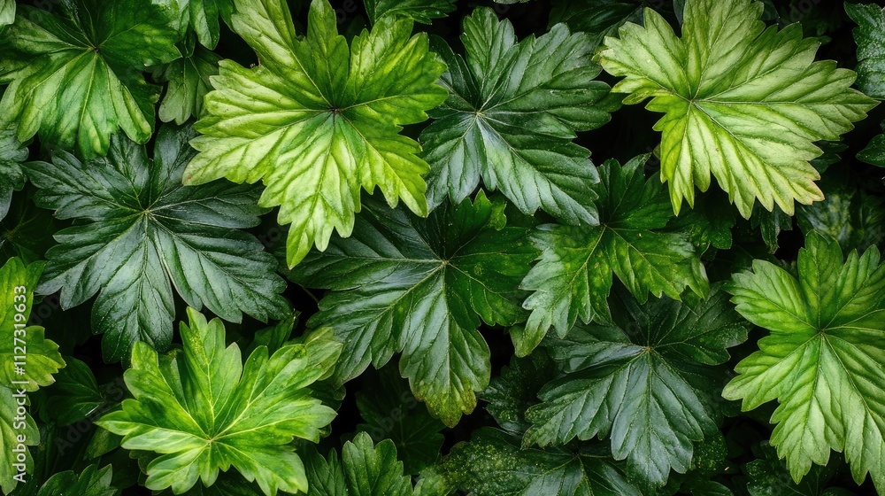 Poster lush green foliage texture with vibrant summer leaves creating a natural background for design and d