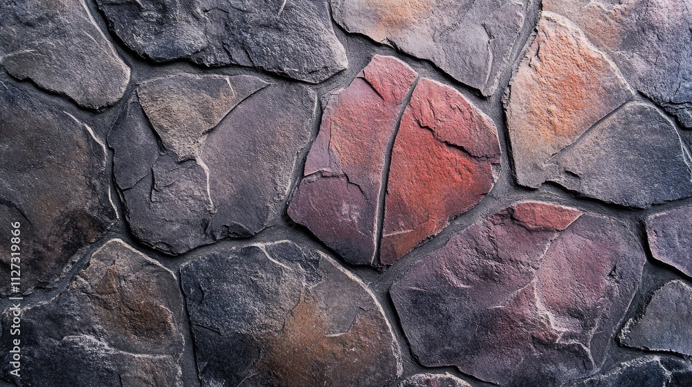 Aufkleber textured colored concrete paving slabs showcasing unique patterns and tones from a close-up perspect