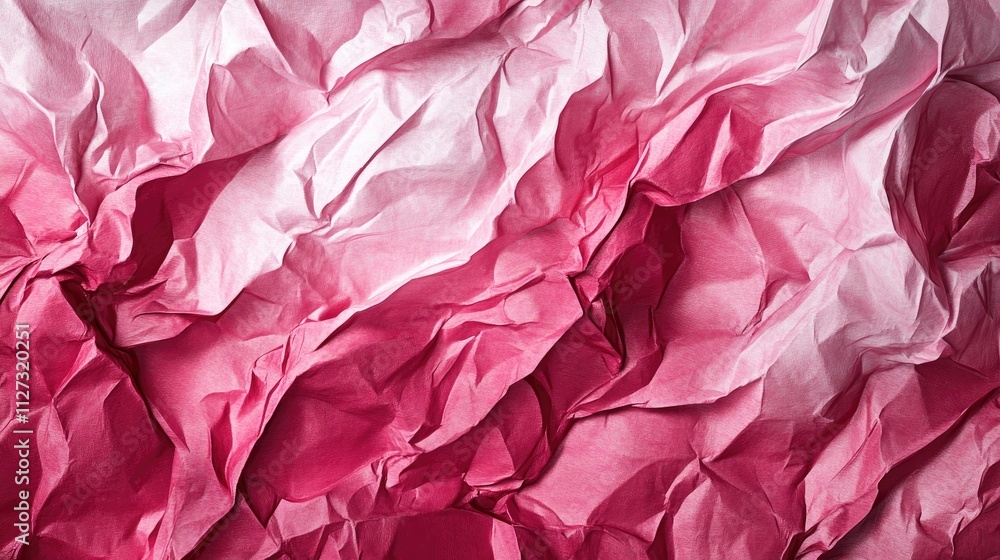 Poster Textured crumpled paper background in shades of pink creating a visually appealing abstract pattern for design and art projects