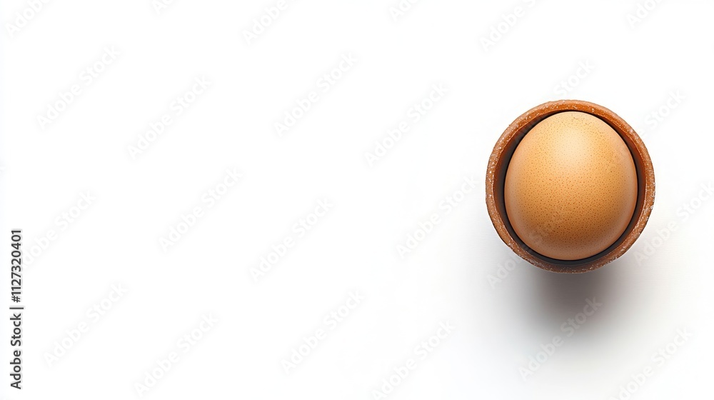 Aufkleber Boiled egg nestled in a classic egg cup on a clean white background with ample copy space for design and culinary themes