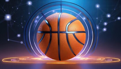 Futuristic D Basketball Illustration A Dynamic Representation of the Sport in an Innovative Style, Showcasing Modern Design Elements and a Unique Perspective on Athleticism and Competition.