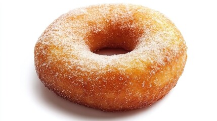 classic glazed donut on a clean white background showcasing its golden brown texture and sugary coating