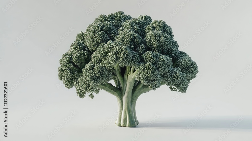 Aufkleber fresh broccoli head on plain background showcasing vibrant green color and intricate florets ideal f