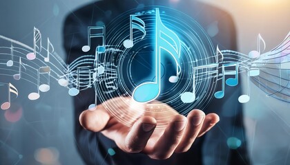 Vibrant Illustration of a Central Musical Note Surrounded by a Symphony of Smaller Notes, Capturing the Essence of Music and Melody in a Colorful Design