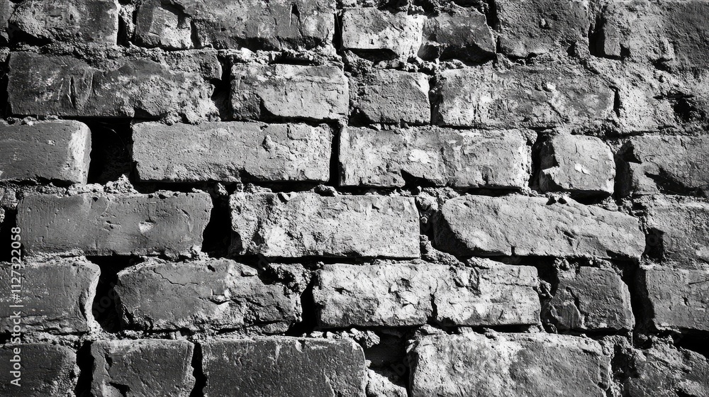 Poster textured black and white brick wall background for architectural and design applications showcasing 