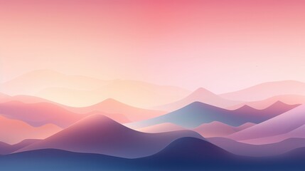 Serene Pastel Mountainscape Under a Soft Pink Sky