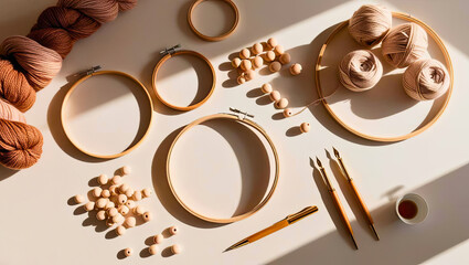 Obraz premium Embroidery artistry crafting decorative projects with diy materials in a relaxed space